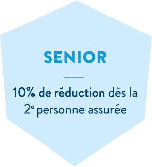 Hexagone bleu en header de l'offre santé mutuelle sénior de la MBTP