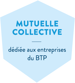 Hexagone bleu en header de l'offre santé mutuelle collective de la MBTP